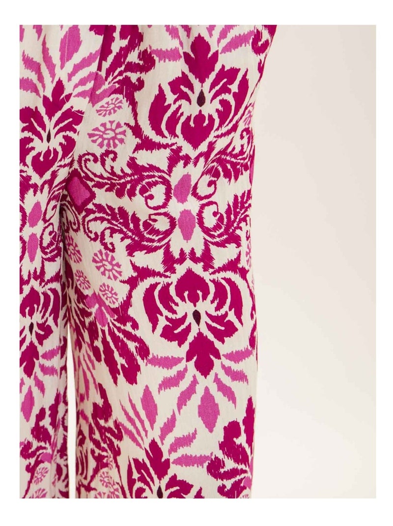Pantalon fluide motifs ETOBIA Rose fushia - Kiabi