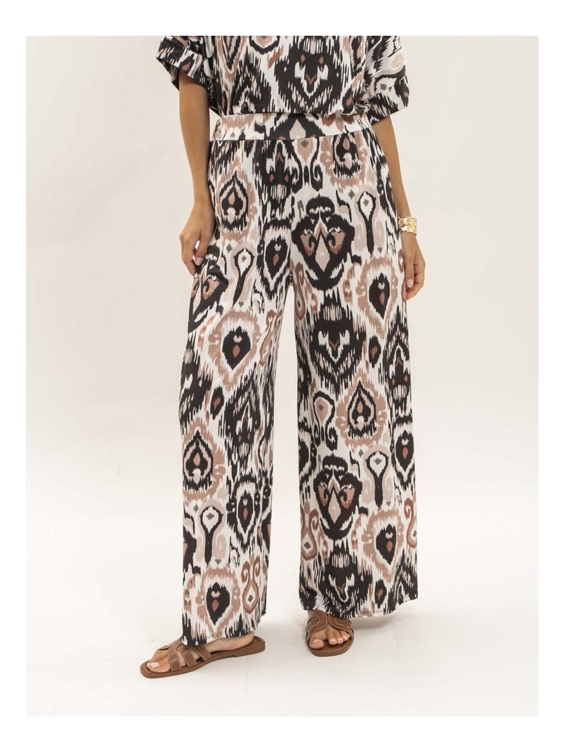 Pantalon fluide motifs ETONIA Noir - Kiabi