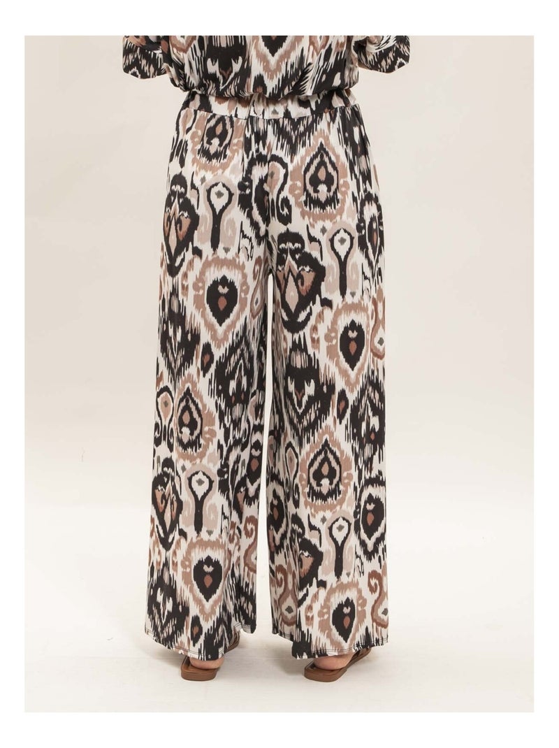 Pantalon fluide motifs ETONIA Noir - Kiabi