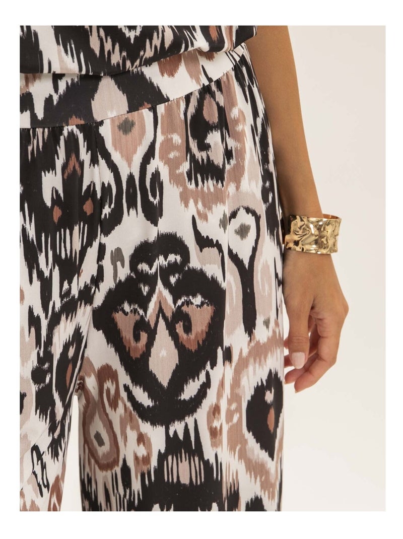 Pantalon fluide motifs ETONIA Noir - Kiabi