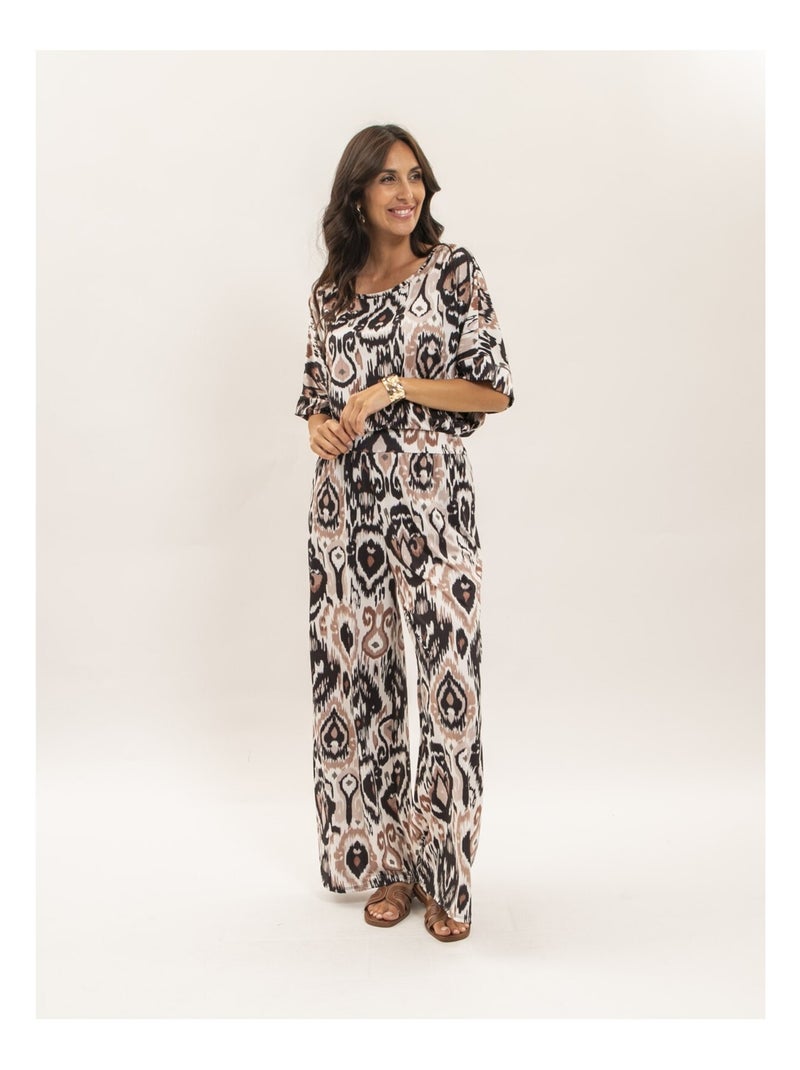 Pantalon fluide motifs ETONIA Noir - Kiabi