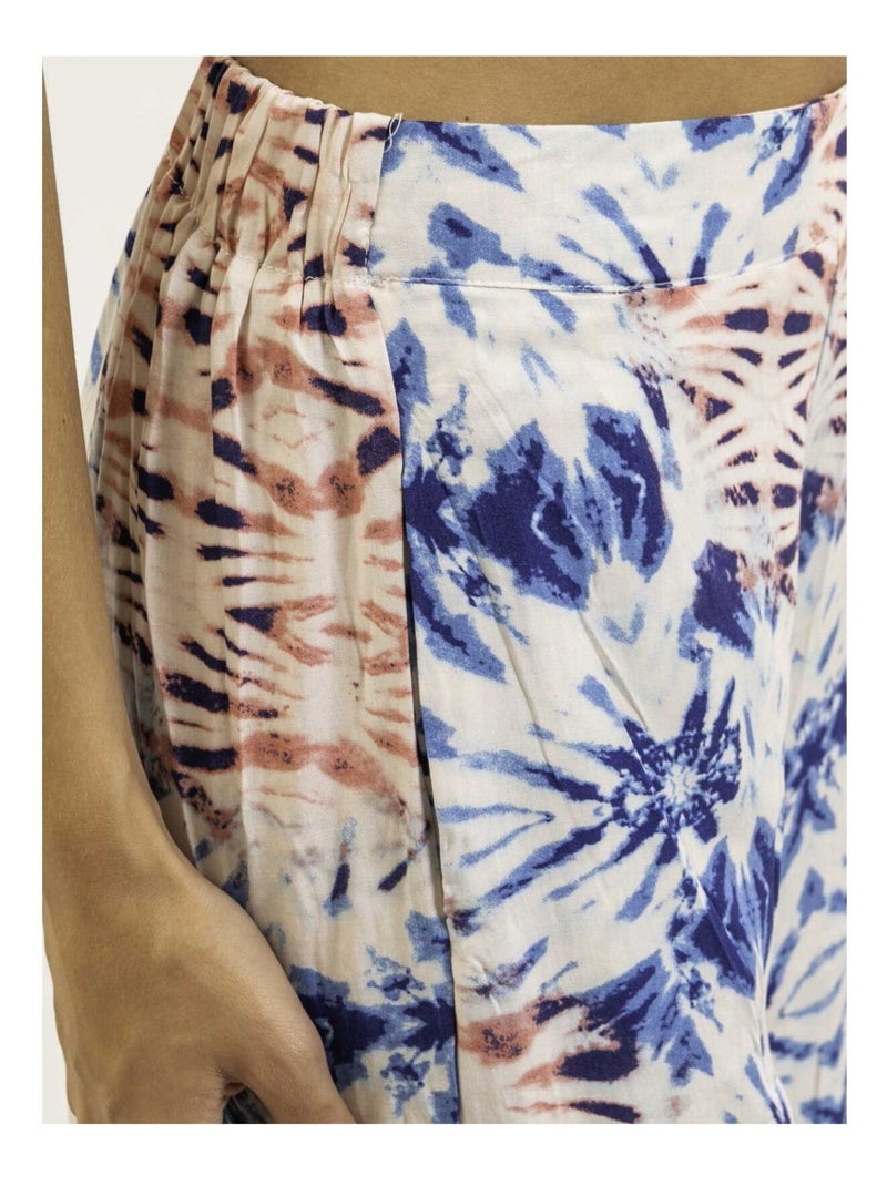 Pantalon fluide motifs EVERLY Bleu - Kiabi