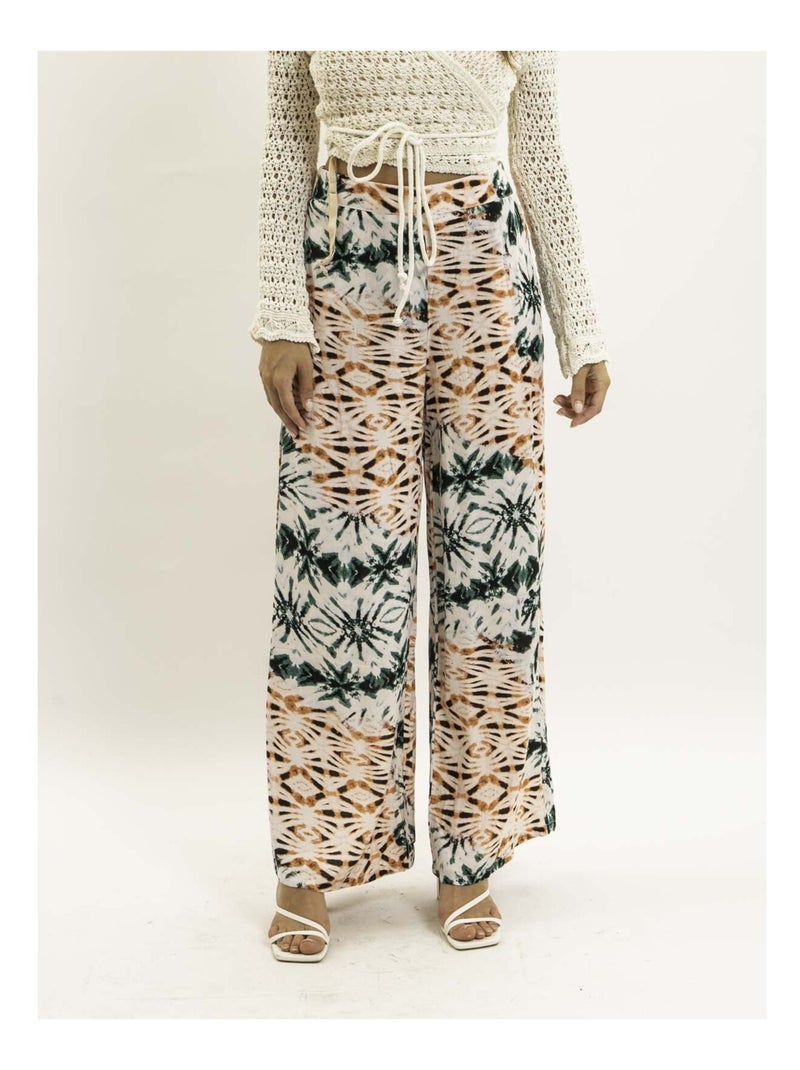 Pantalon fluide motifs EVERLY Vert - Kiabi