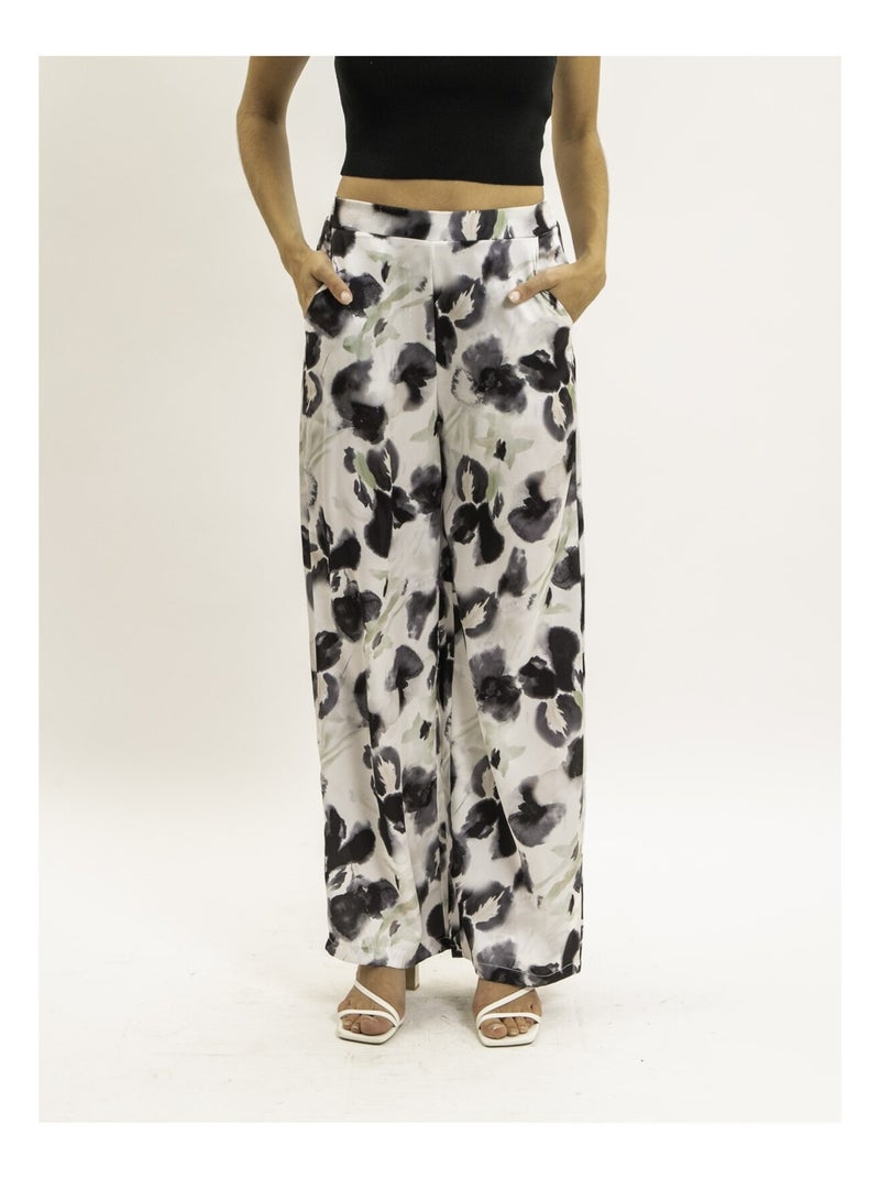 Pantalon fluide motifs EZINA Ecru - Kiabi