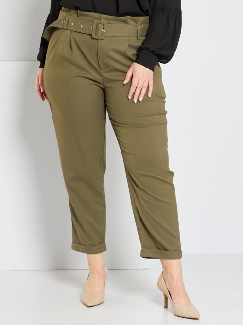 Pantalon fluide paper bag - Kiabi