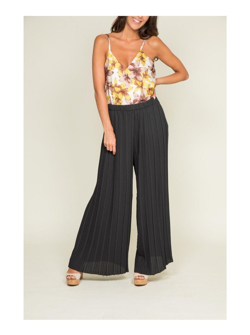 Pantalon fluide plissé EDOUARD Noir - Kiabi