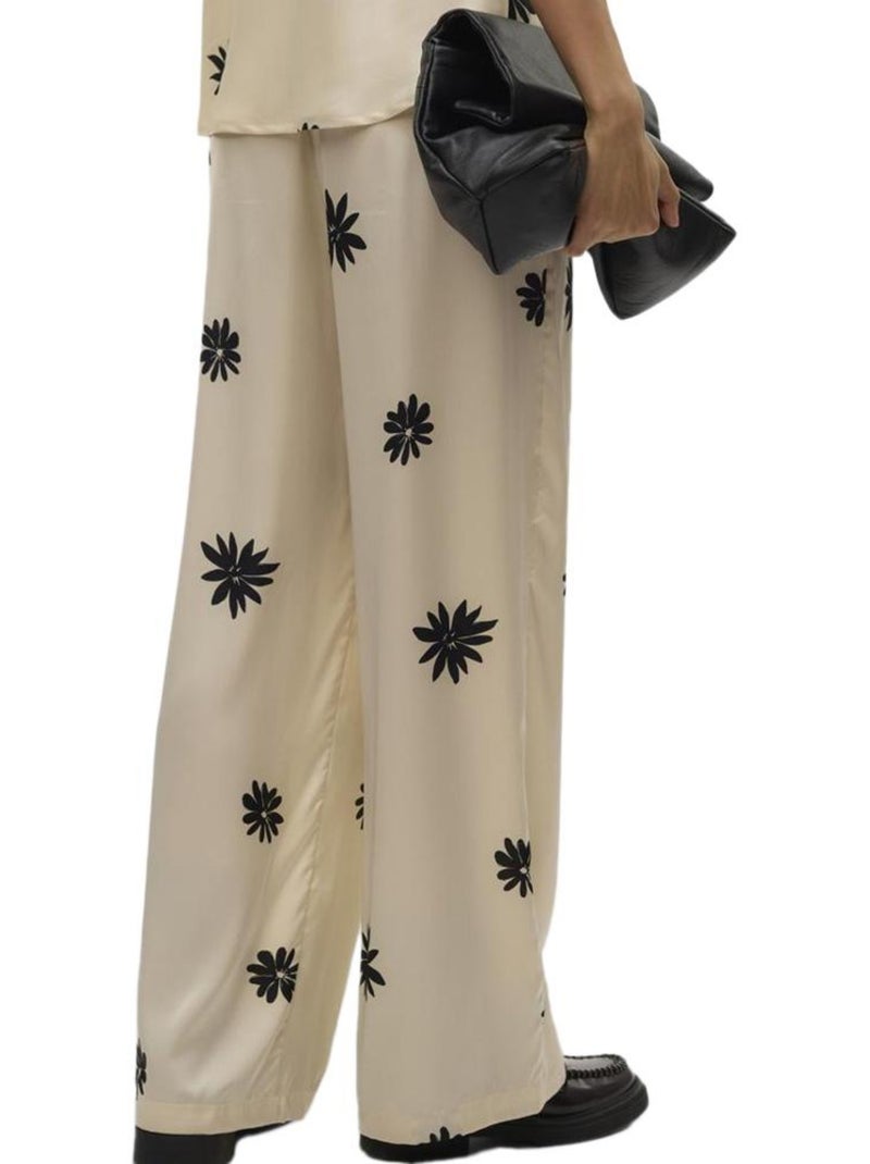 Pantalon fluide Satin Femme Vero Moda Beige - Kiabi