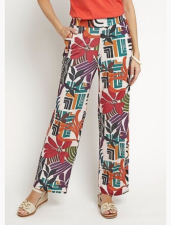 Pantalon fluide stretch, fleuri graphique - Afibel