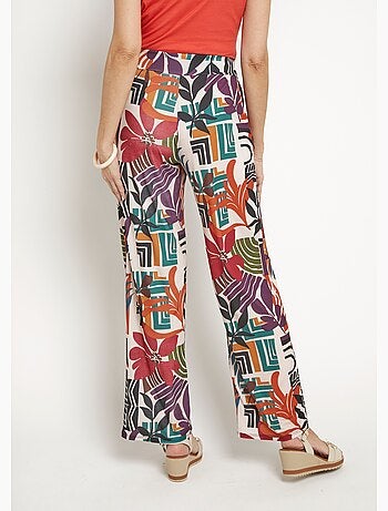 Pantalon fluide stretch, fleuri graphique - Afibel