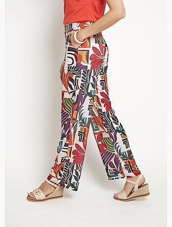 Pantalon fluide stretch, fleuri graphique - Afibel