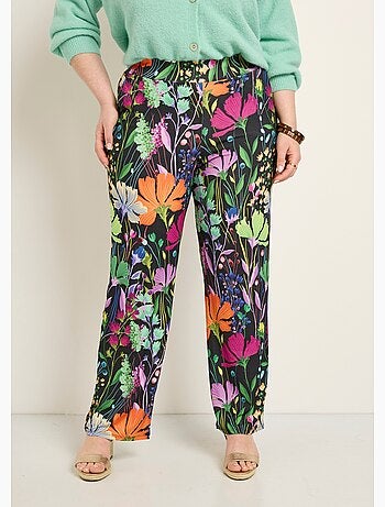 Pantalon fluide stretch, fleuri poétique - Afibel