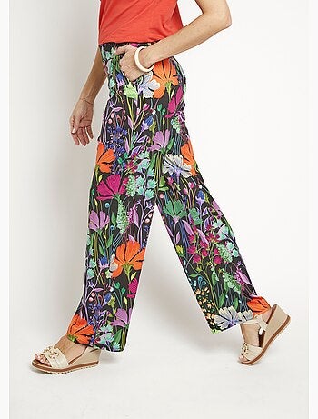 Pantalon fluide stretch, fleuri poétique - Afibel