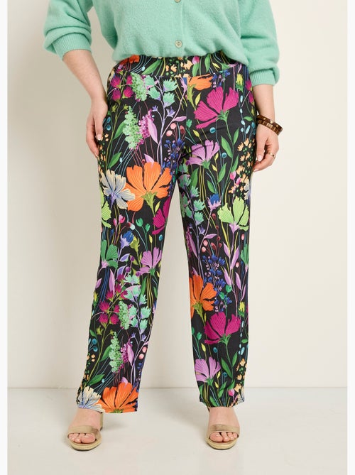 Pantalon fluide stretch, fleuri poétique - Afibel - Kiabi