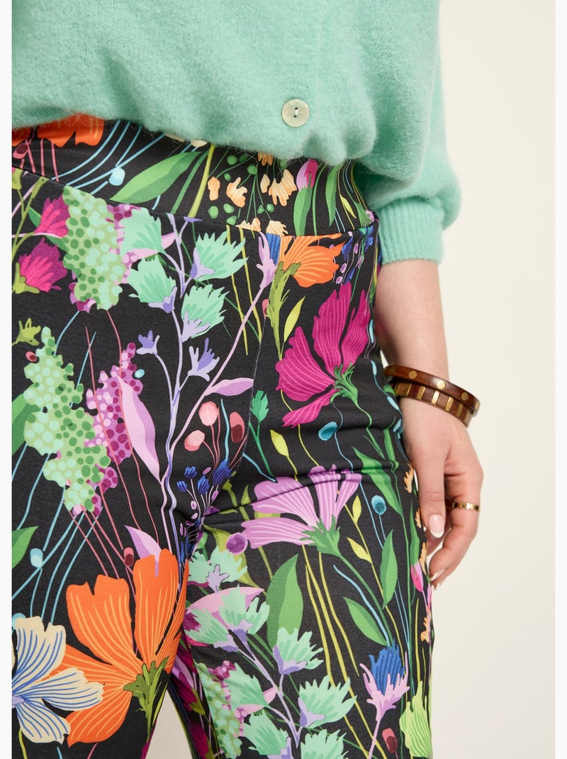 Pantalon fluide stretch, fleuri poétique - Afibel Noir - Kiabi