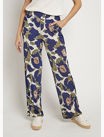 Pantalon fluide stretch, fleuri stylisé - Afibel