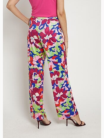 Pantalon fluide stretch, motif fleuri pop - Afibel