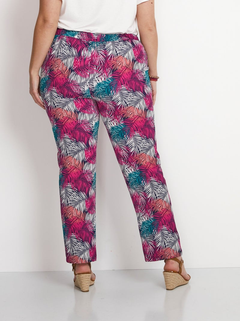 Pantalon fluide taille élastiquée - Afibel Rose fushia - Kiabi