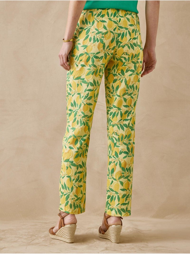 Pantalon fluide taille élastiquée - DAXON Jaune citron - Kiabi