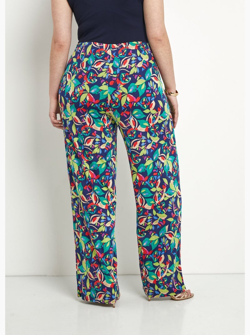 Pantalon fluide taille élastiquée maille - Afibel Bleu Vert - Kiabi