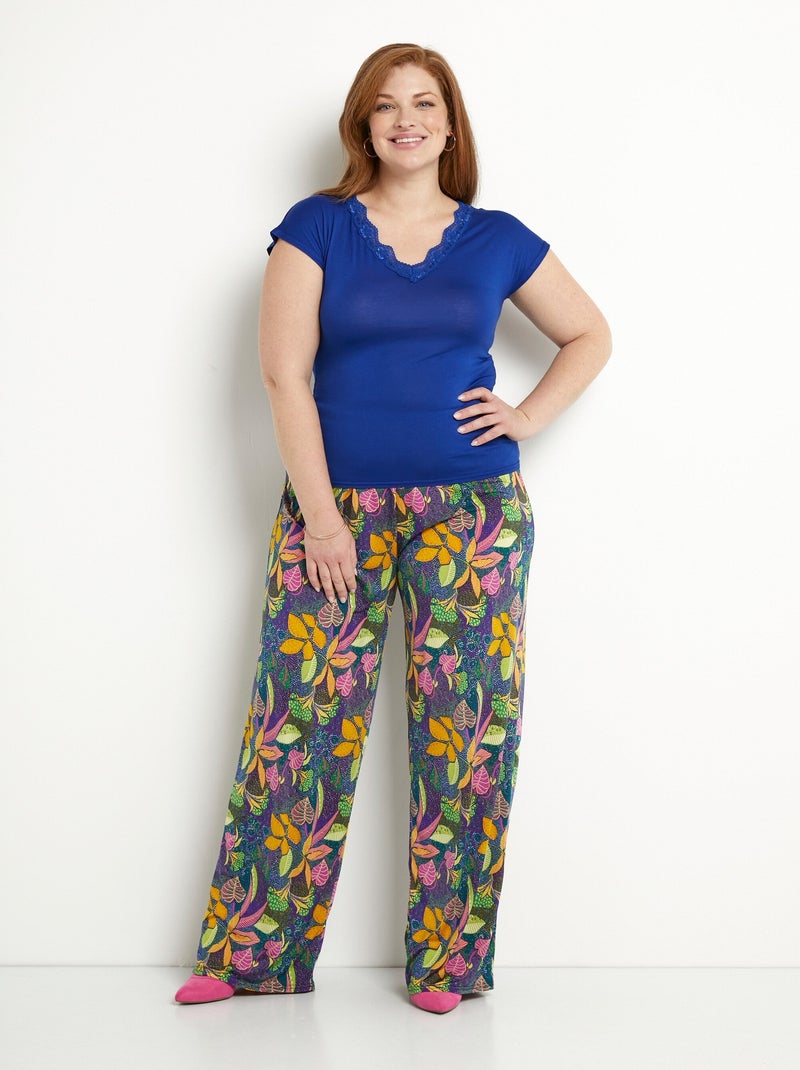 Pantalon fluide taille élastiquée maille - Afibel Multicolore - Kiabi
