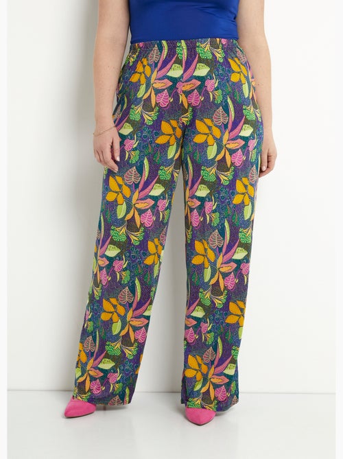 Pantalon fluide taille élastiquée maille - Afibel - Kiabi