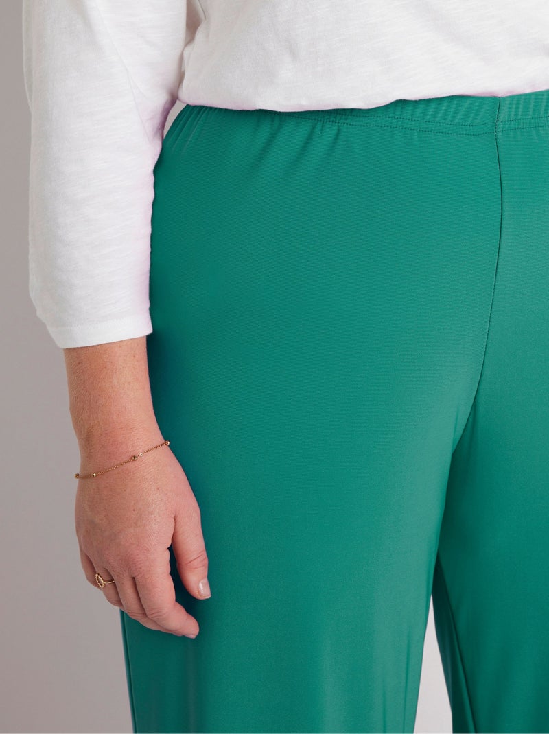 Pantalon fluide taille élastiquée maille - Afibel Vert - Kiabi
