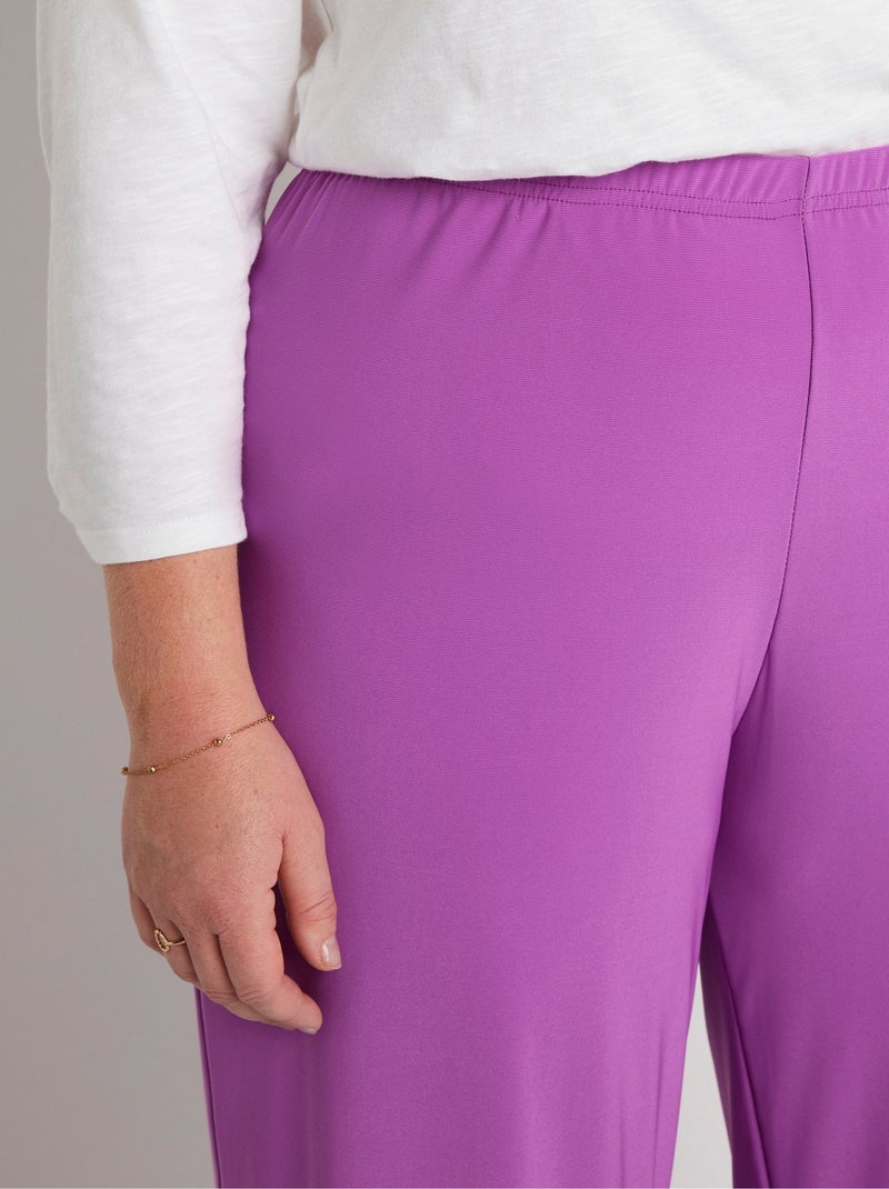 Pantalon fluide taille élastiquée maille - Afibel Violet - Kiabi