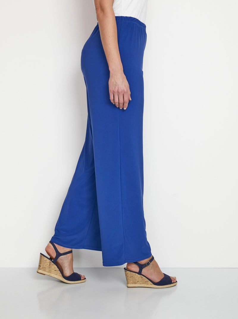Pantalon fluide taille élastiquée maille Bleu - Kiabi