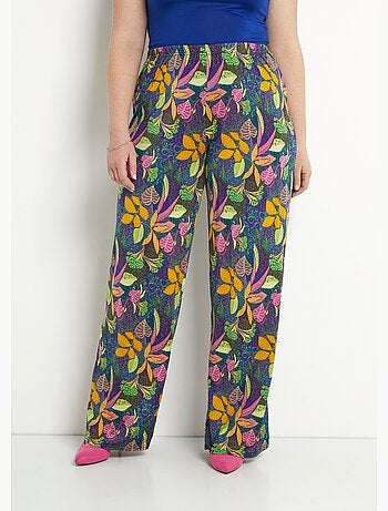 Pantalon fluide taille élastiquée maille