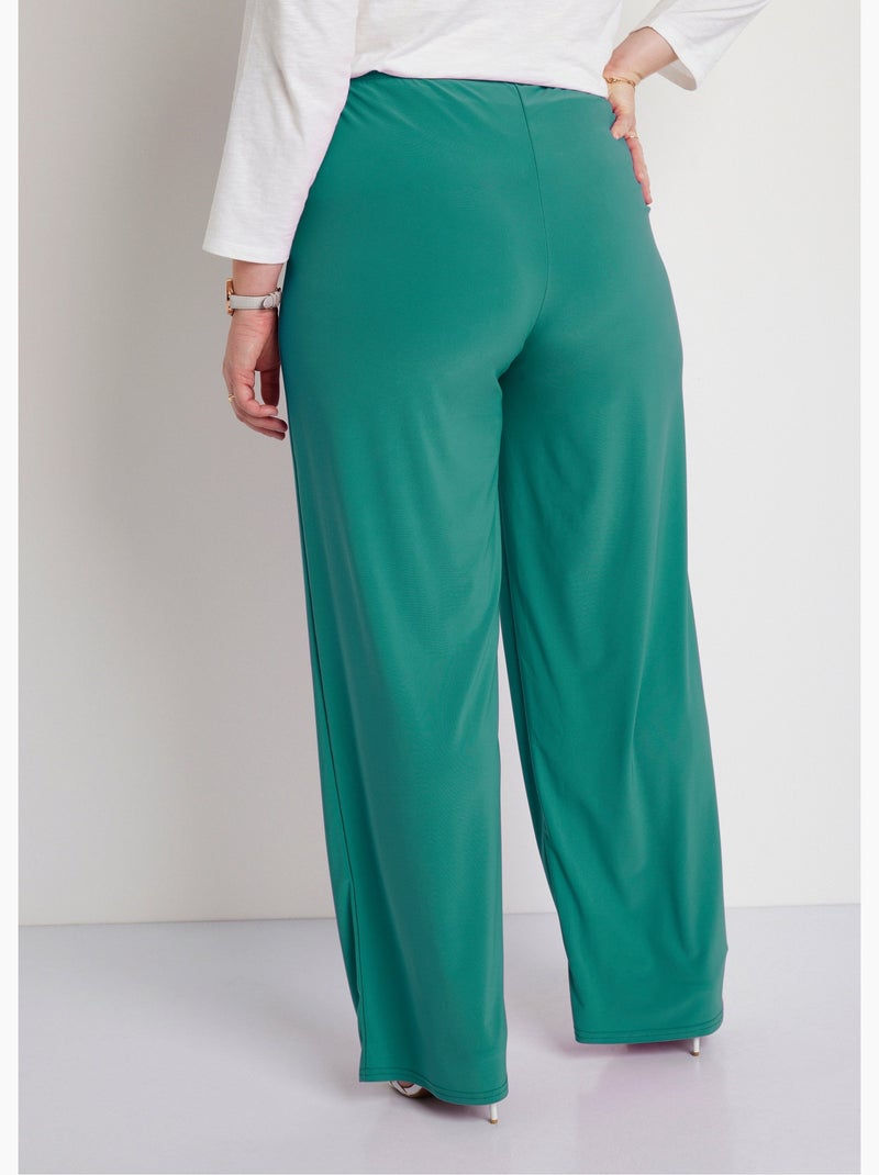 Pantalon fluide taille élastiquée maille Vert - Kiabi