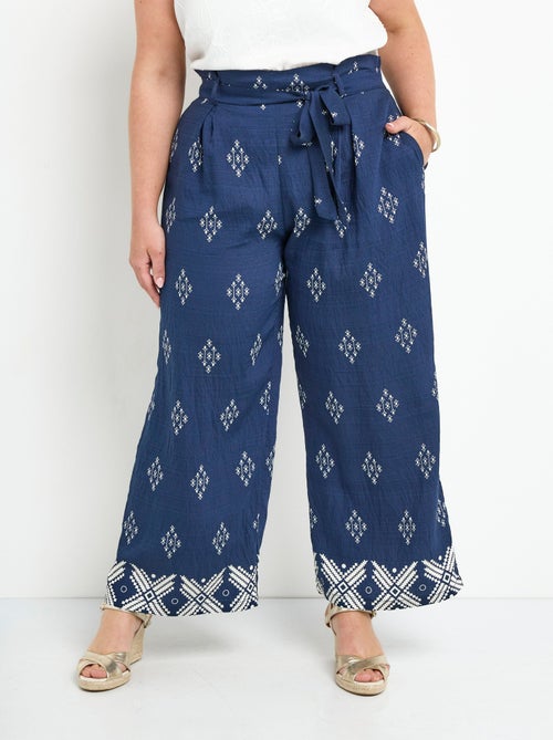 Pantalon fluide taille haute imprimé - Kiabi