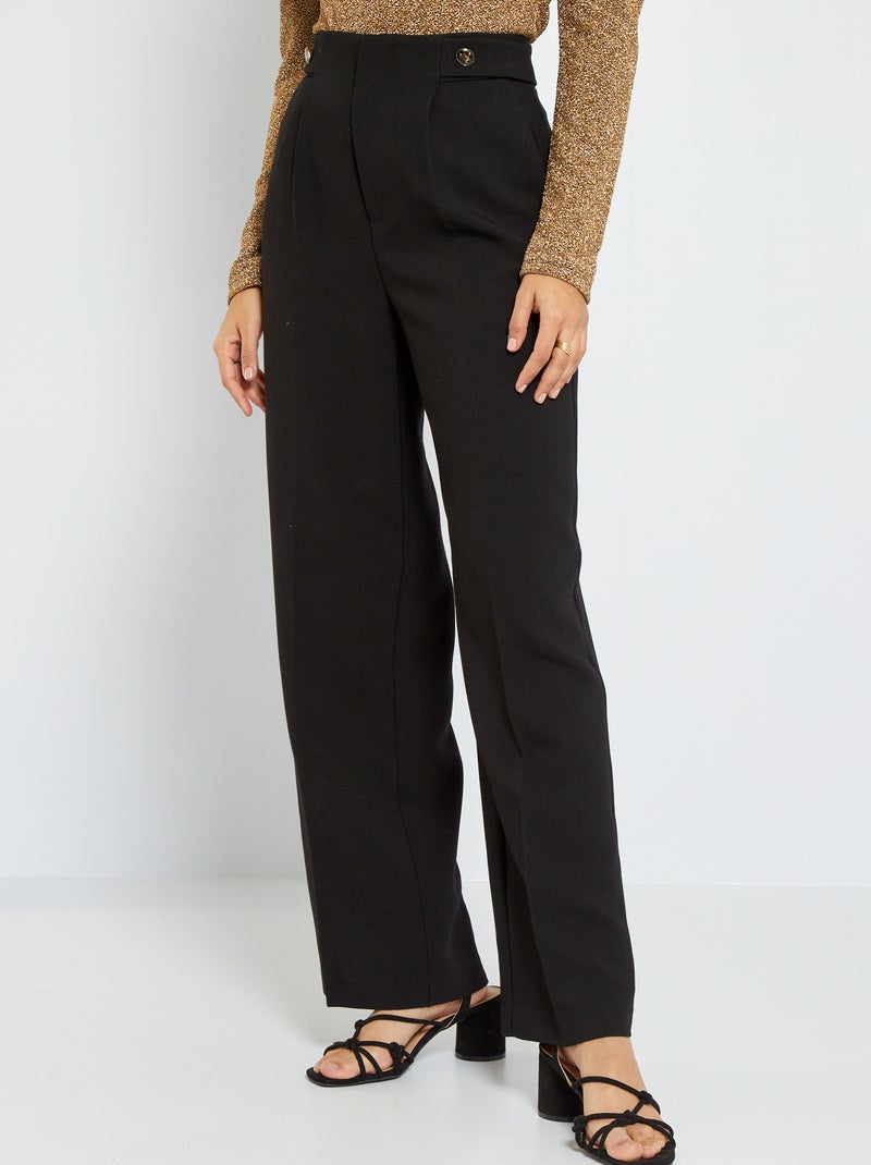 Pantalon fluide taille haute noir - Kiabi