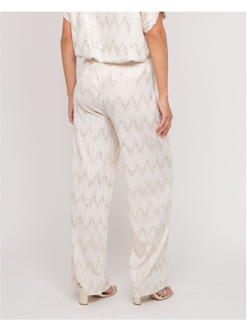 Pantalon fluide texturé EMANTINE Blanc - Kiabi