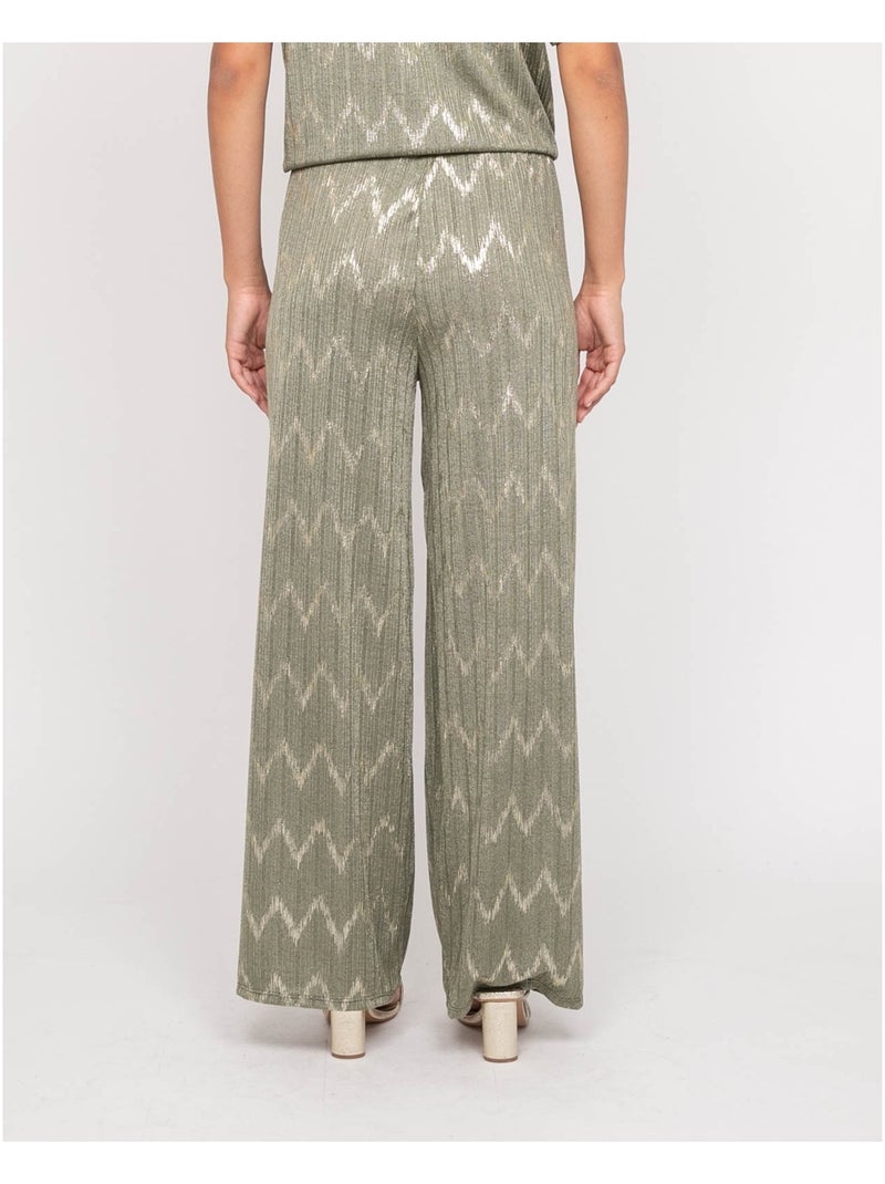 Pantalon fluide texturé EMANTINE Kaki - Kiabi