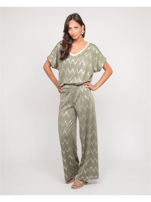 Pantalon fluide texturé EMANTINE - Kiabi