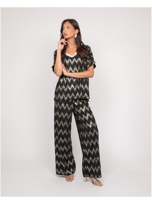 Pantalon fluide texturé EMANTINE - Kiabi