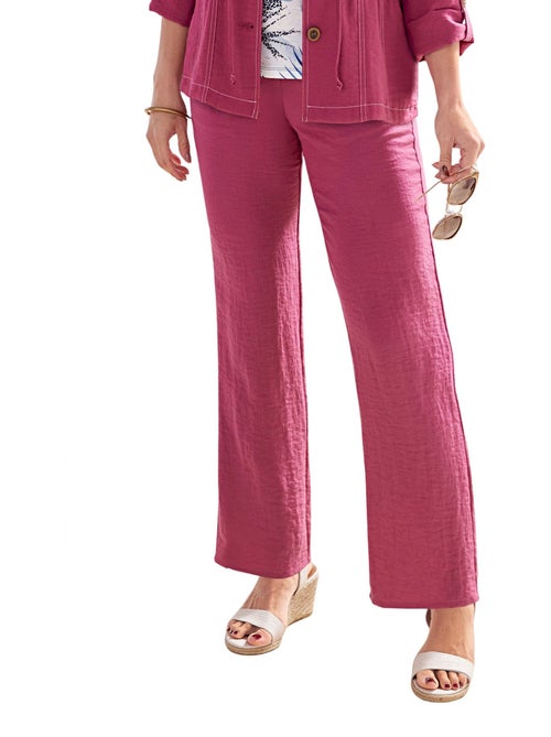 Pantalon fluide tissu effet lin - Kiabi