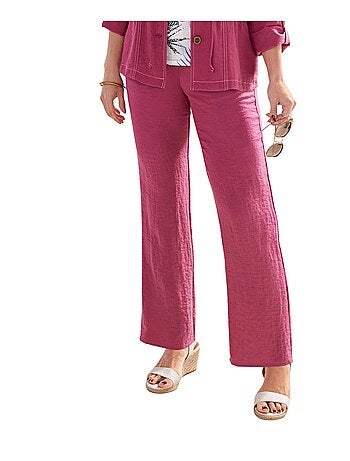 Pantalon fluide tissu effet lin