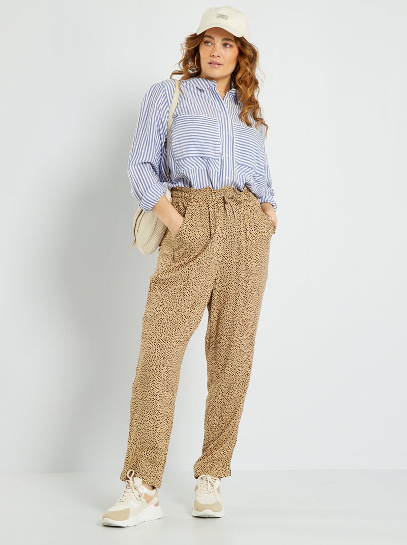 Pantalon fluide type jogging Beige - Kiabi