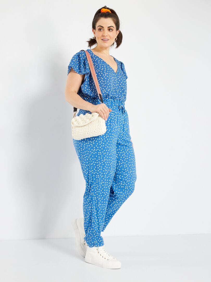Pantalon fluide type jogging Bleu - Kiabi