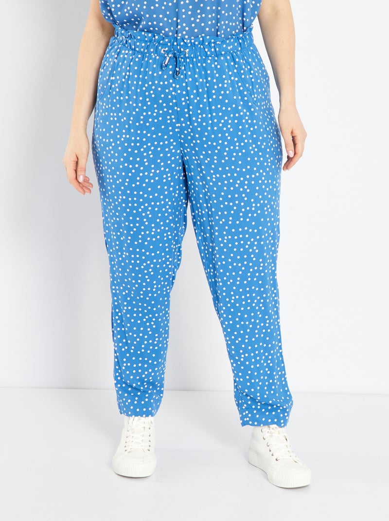 Pantalon fluide type jogging Bleu - Kiabi