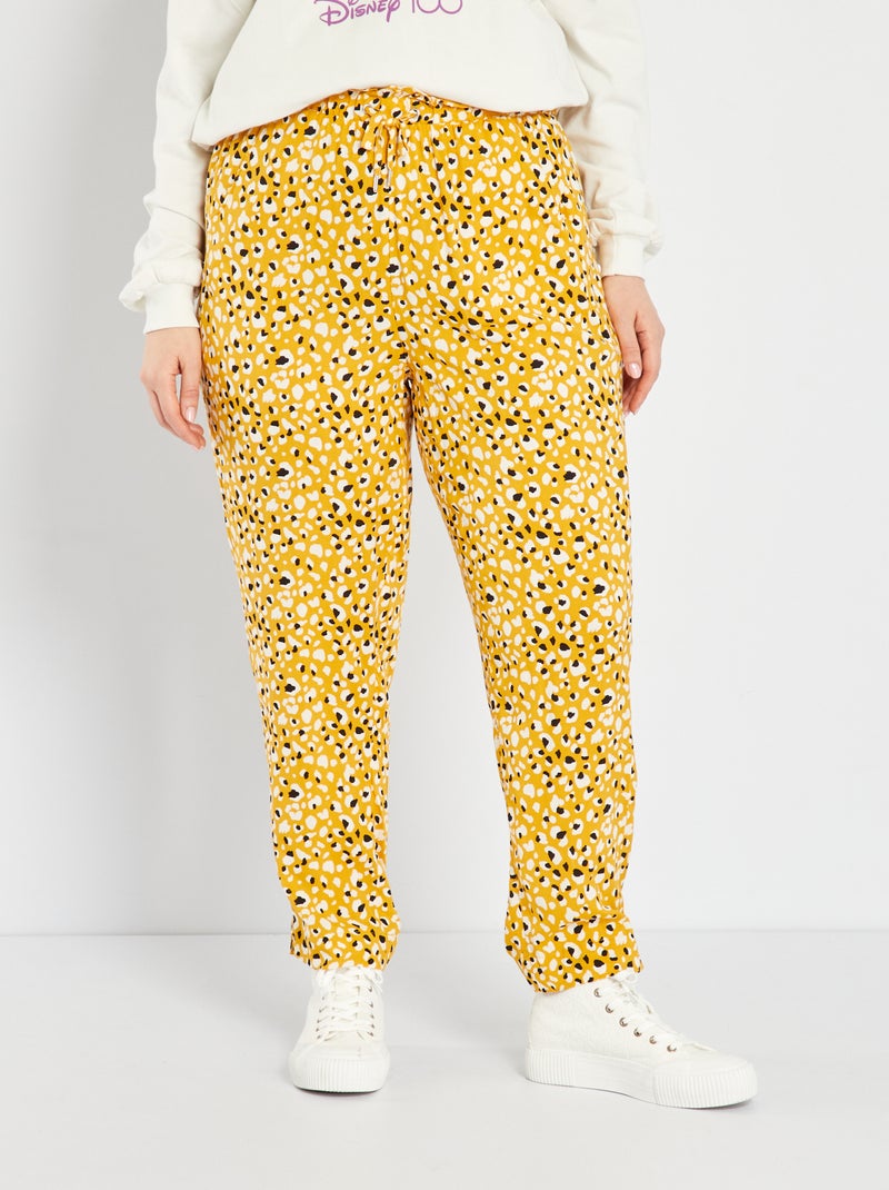 Pantalon fluide type jogging Jaune - Kiabi