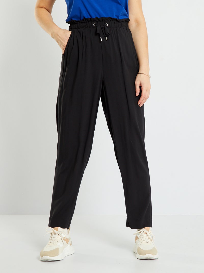 Pantalon fluide type jogging noir - Kiabi