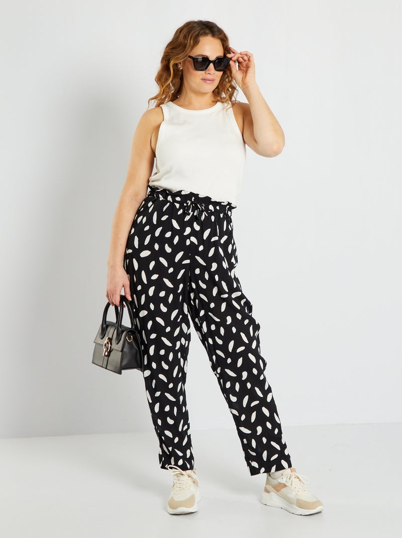 Pantalon fluide type jogging Noir - Kiabi