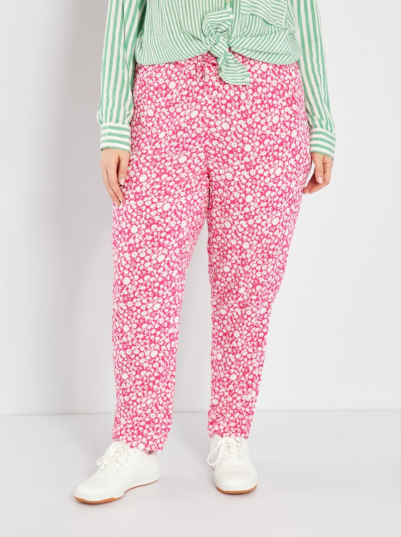 Pantalon fluide type jogging Rose - Kiabi