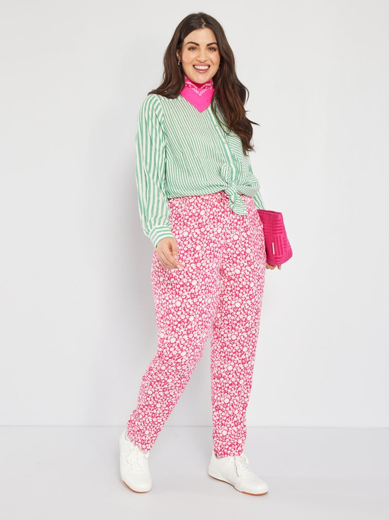 Pantalon fluide type jogging Rose - Kiabi