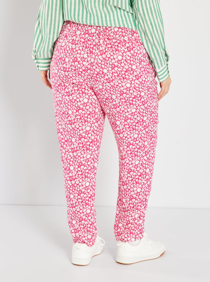 Pantalon fluide type jogging Rose - Kiabi