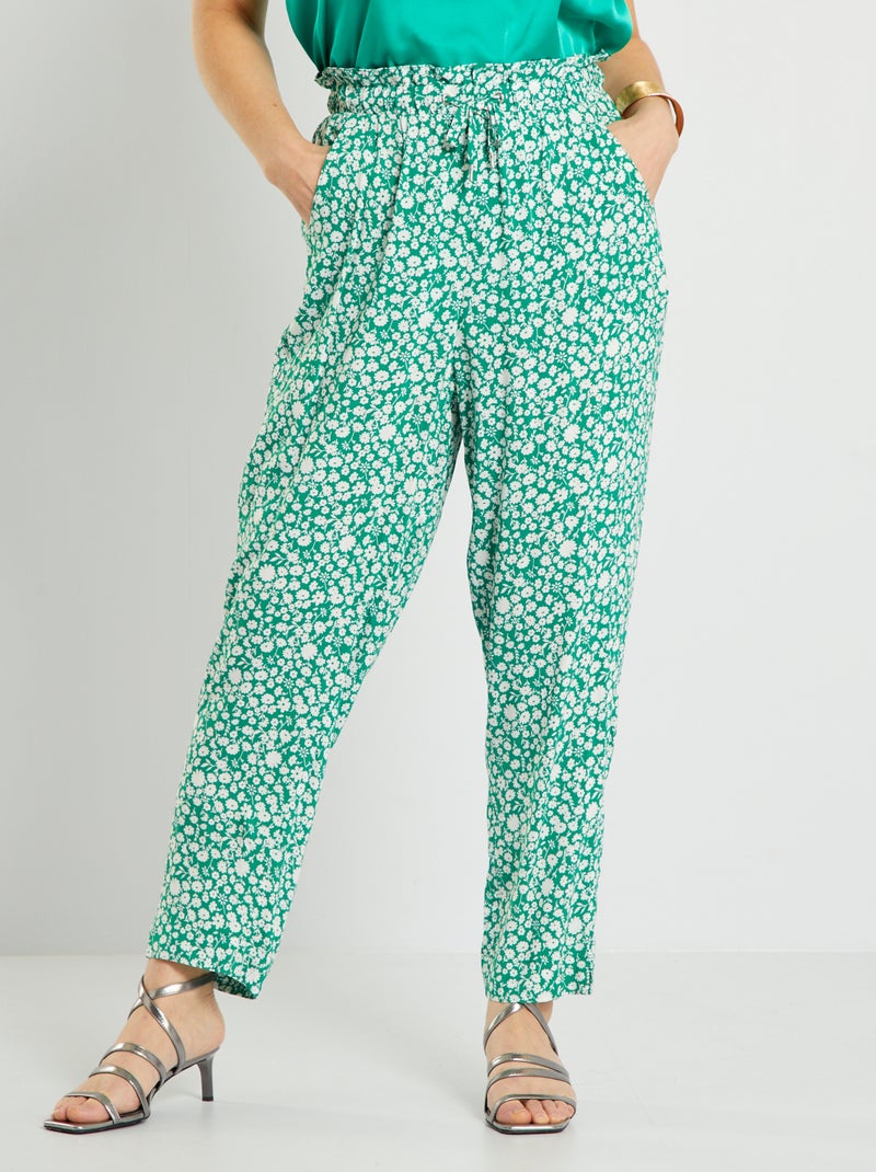 Pantalon fluide type jogging Vert - Kiabi