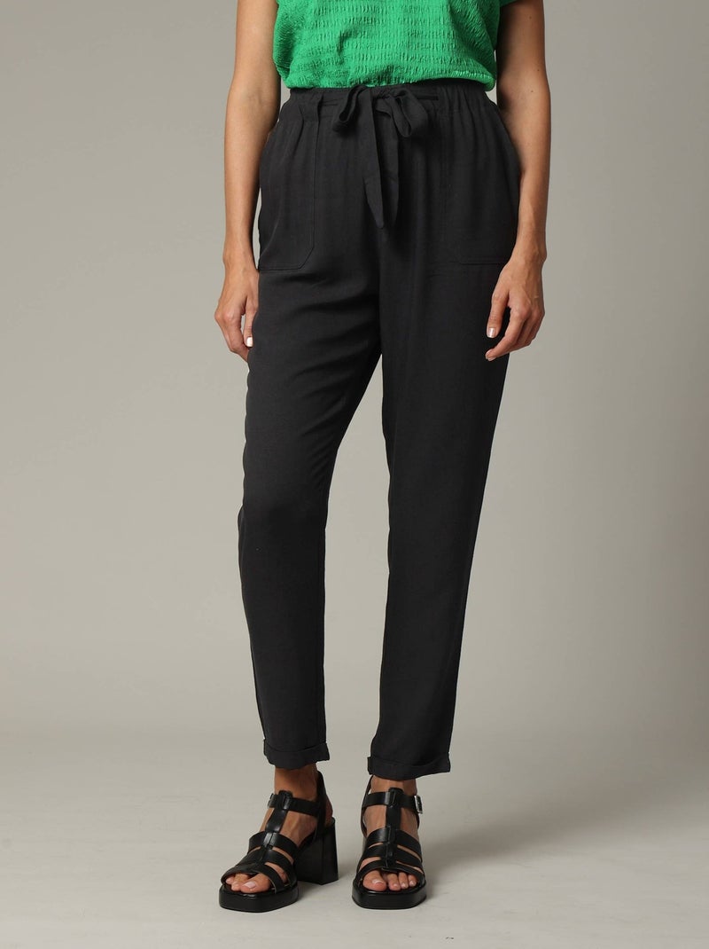 Pantalon fluide uni 'Deeluxe' Noir - Kiabi