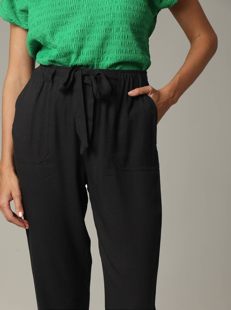 Pantalon fluide uni 'Deeluxe' Noir - Kiabi